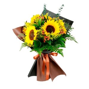 65 · Ramo de 5 Girasoles Más Solidagos Eucalipto Hipéricos y Palmillas